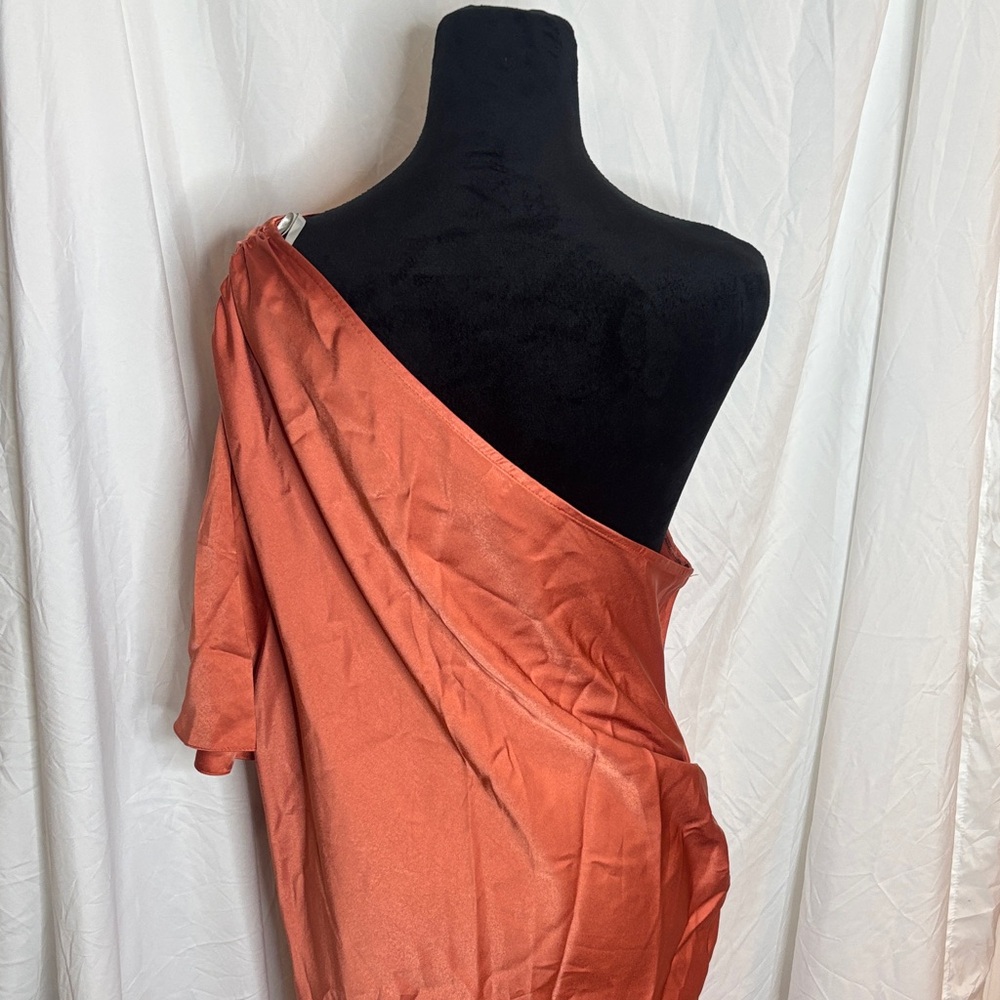 ASOS One Shoulder Dress in Rust Orange - Picture 6 of 11